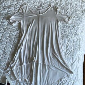 White jersey handkerchief hem top